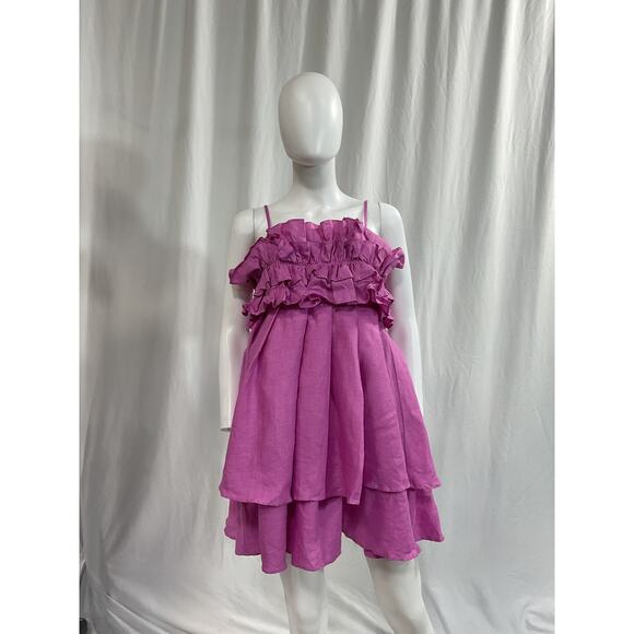 Aureta. 'Penelope' Pink Linen Mini Dress Size XS - Picture 2 of 5